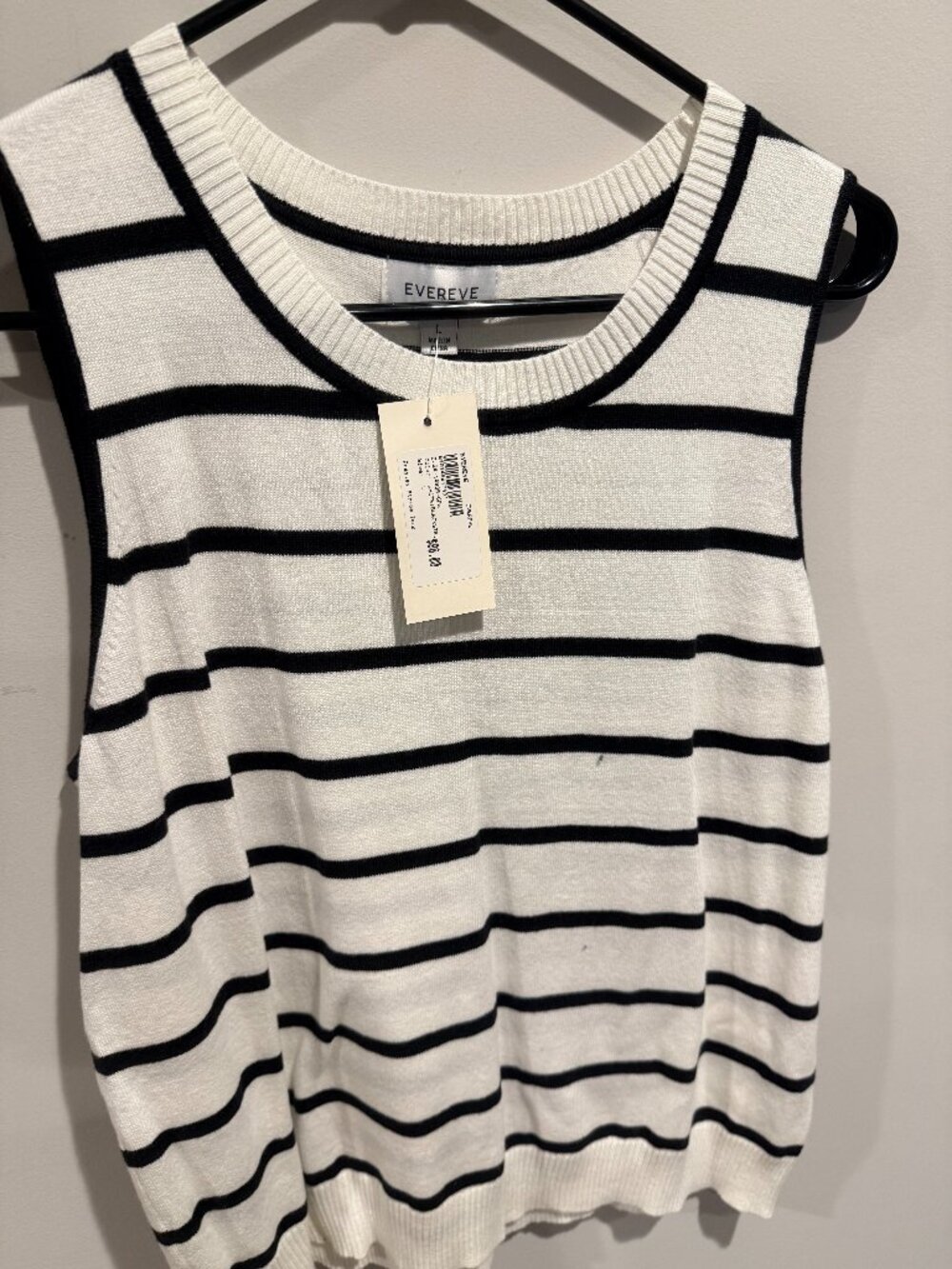 NEW! Black And white strip sweater material tank Top